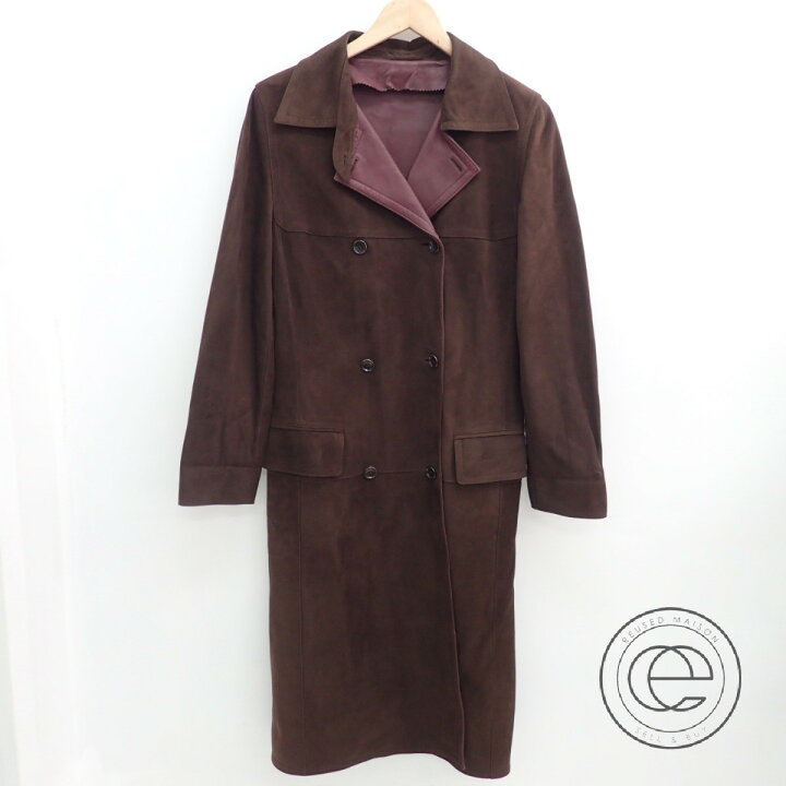 楽天市場】LOEWEロエベ スエード/レザー ダブルロングコート44 