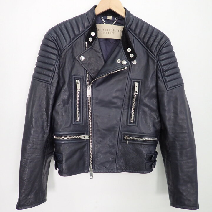 美品 BURBERRY BRIT バーバリーブリット レザー バイカーズ ダブル 