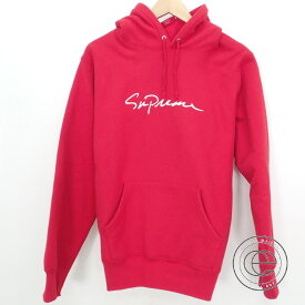 Supreme シュプリーム 【国内正規★18AW】Classic Script Hooded Sweatshirtクラシックスクリプトフーデッドスウェットシャツ/ロゴ刺繍パーカー トップス M レッド メンズ 【中古】