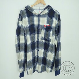 Supremeシュプリーム×NIKEナイキ 18AW Plaid hooded sweatshirts プラッド フーデッドスウェットシャツ/トップスXL/TG ネイビー系 メンズ 【中古】