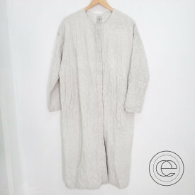 maison de soil メゾンドソイル HAND DYED 80'S LINEN QUILTED PLAIN リネン キルティング ノーカラー コート ライトグレー レディース 【中古】