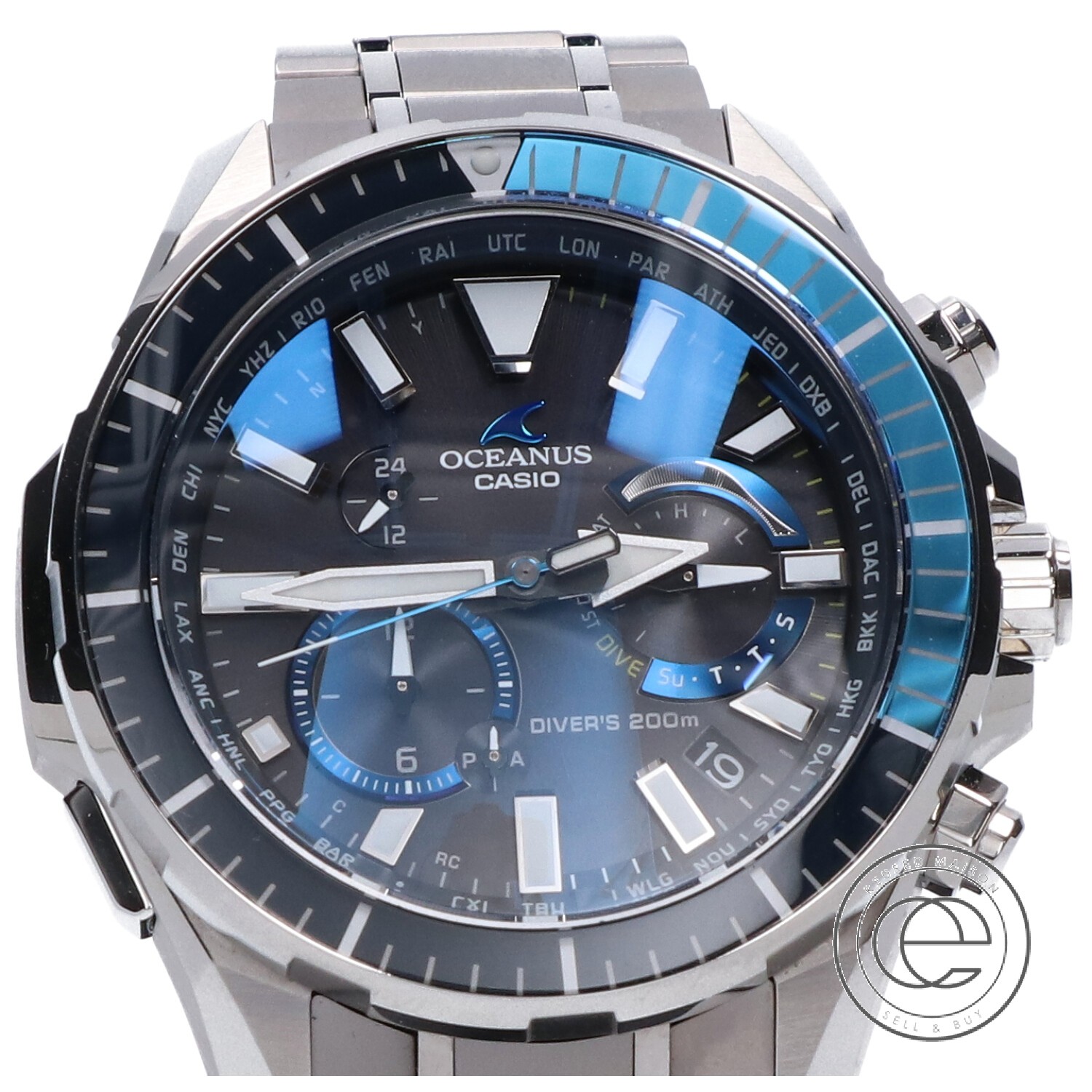 Casio カシオ Cachalot カシャロ Ocw P00 1ajf Oceanus オシアナス タフソーラー電波 メンズ シルバー 中古 売り込み 腕時計