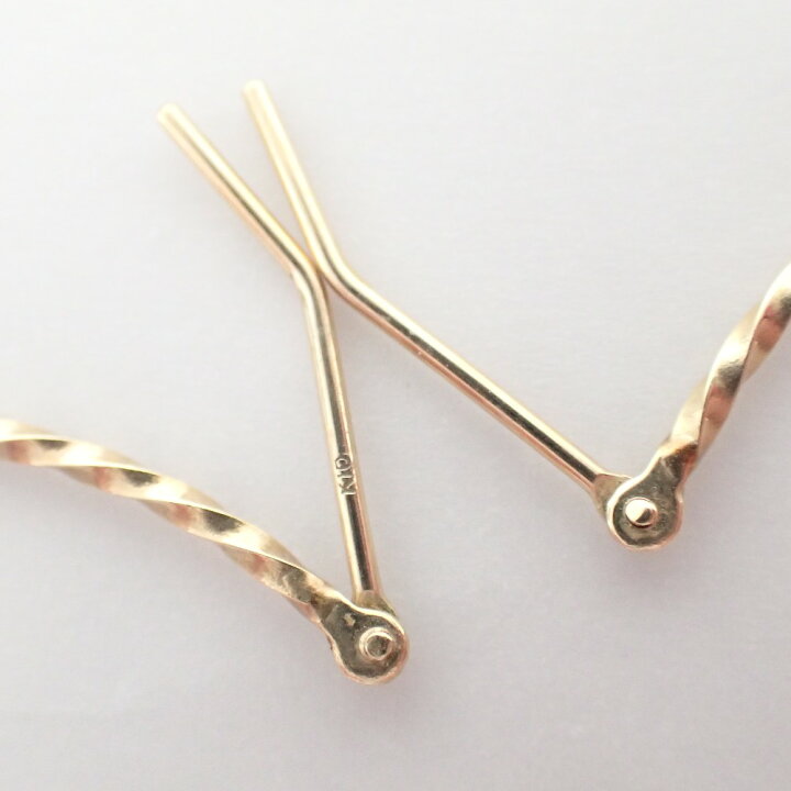 agete 10K ツイストフープピアスイエローゴールド 