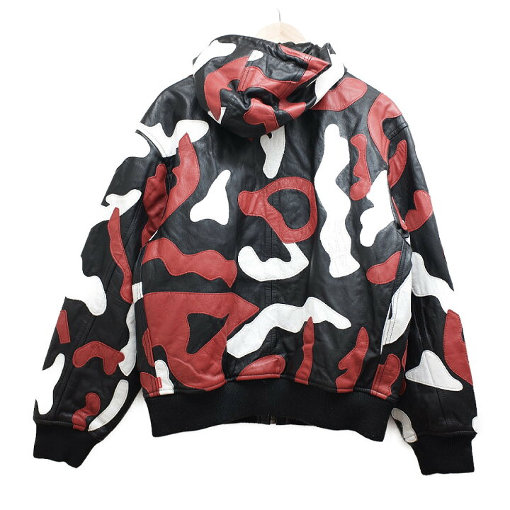 Supreme camo leather hooded jacket Clearance