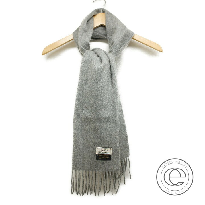 楽天市場】HERMES エルメス ロゴ刺繍入り カシミヤ100% フリンジ  