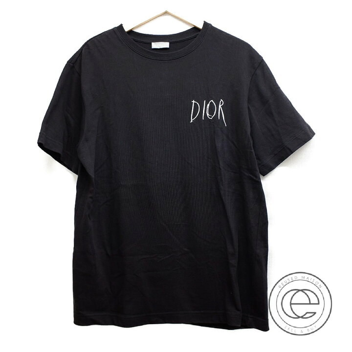 Dior HOMME Tシャツ 半袖 思い込ん スカル プリント L 黒 ブラック 