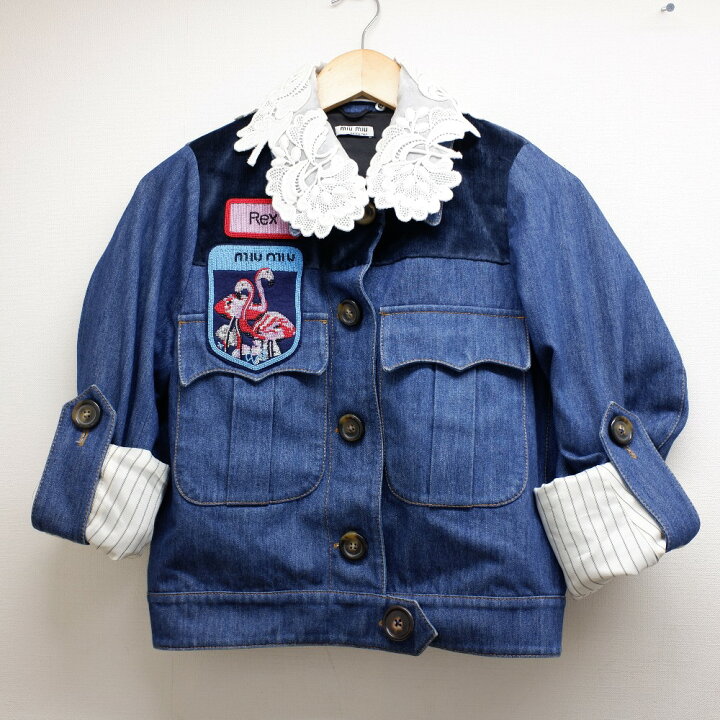 楽天市場】MIUMIU ミュウミュウ GWB024 レース付襟 ビーズワッペン付 