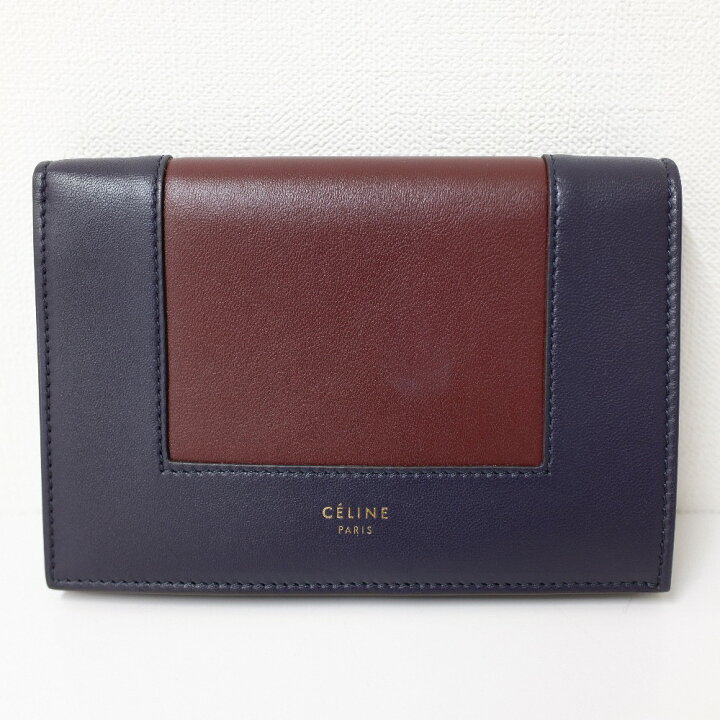 楽天市場】CELINE セリーヌ バイカラー フレーム 二つ折り財布（小銭 