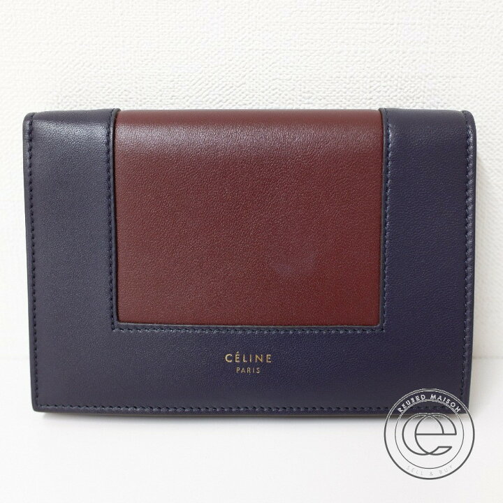 楽天市場】CELINE セリーヌ バイカラー フレーム 二つ折り財布（小銭 