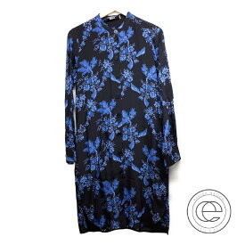 STELLAMcCARTNEY ステラマッカートニー 【国内正規】433341 SHA12 シルク 花柄 バンドカラー 長袖シャツ ワンピース 38 ブラック/ブルー レディース 【中古】