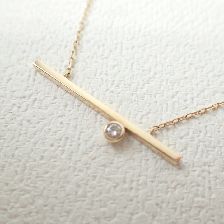 楽天市場】Hirotaka ヒロタカ Gold Long Bar Diamond Necklace ロング  