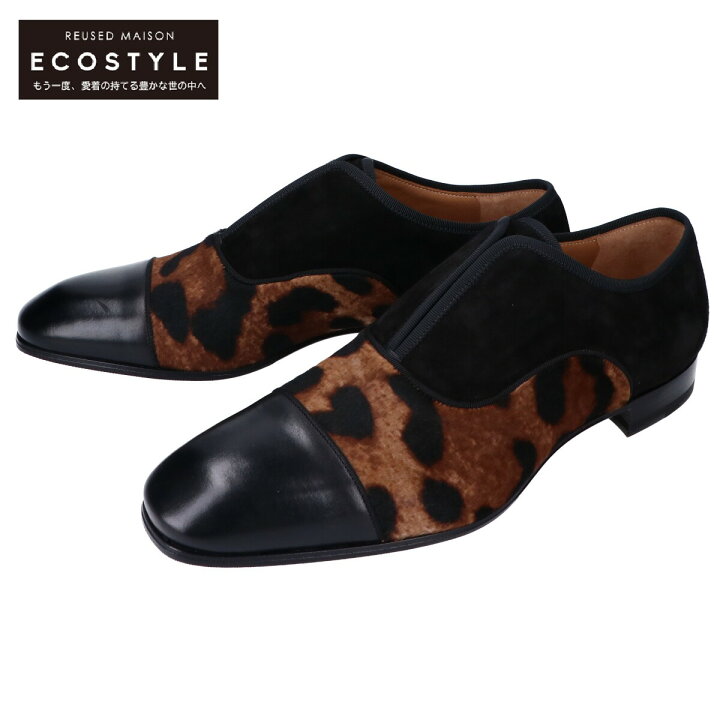 6245 未使用 クリスチャンルブタン ハラコ レオパード ロングブーツ  