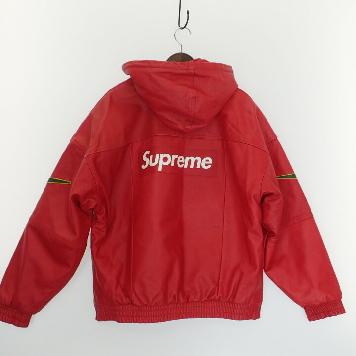 NIKE ナイキ シュプリーム CK6218-687 19AW Leather Anorak レザー アノラックパーカー ボンバー ジャケット M ジムレッド メンズ 中古 ブランドリユース エコスタイル