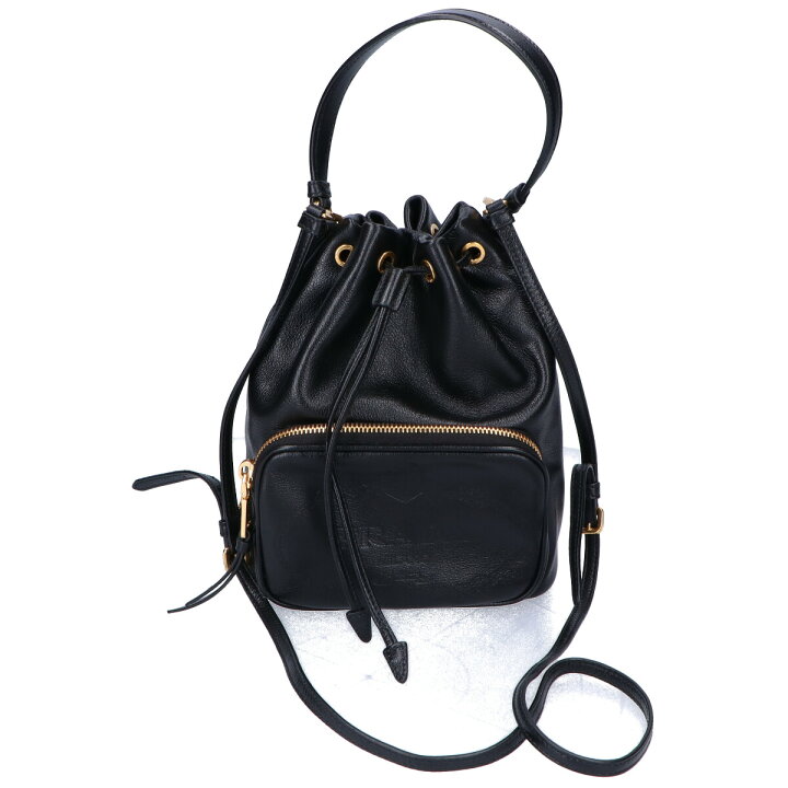 楽天市場】PRADA プラダ ロゴ入り レザー 巾着型 2WAYショルダー 