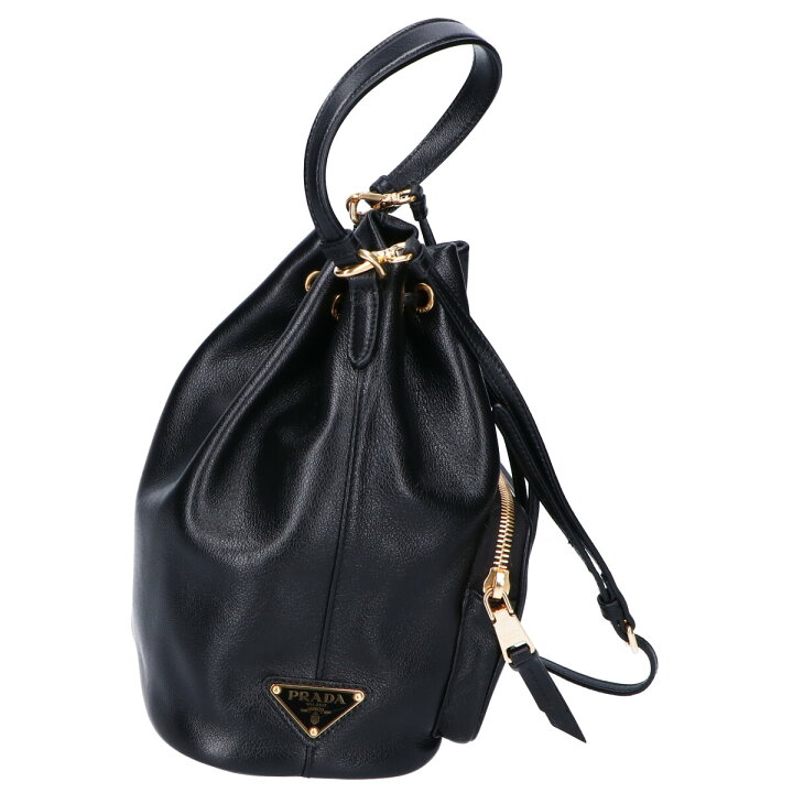 楽天市場】PRADA プラダ ロゴ入り レザー 巾着型 2WAYショルダー  