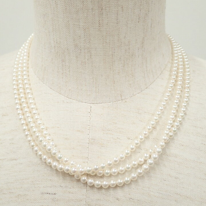 楽天市場】MIKIMOTO ミキモト 留め具K18 4mm 3連パール ネックレス 