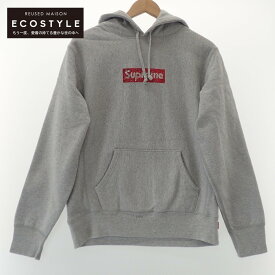 Supreme シュプリーム x SWAROVSKIスワロフスキー【国内正規/19SS】Box Logo Hooded Sweatshirt 25周年記念 ボックスロゴ プルオーバー パーカ トップス S グレー メンズ 【中古】