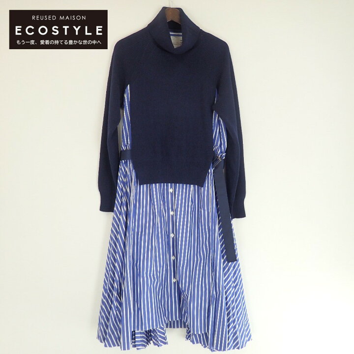 楽天市場】sacai サカイ SCW-044 タートルニット切替 ストライプ  