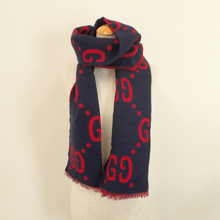 楽天市場】GUCCI グッチ 【美品】GGジャカード ウールシルク スカーフ  