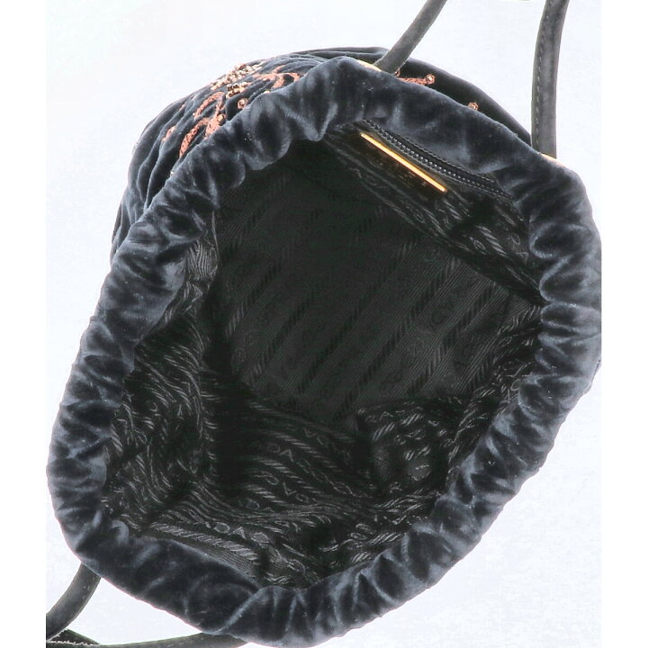 楽天市場】PRADA プラダ ベロア ビーズ刺繍 巾着 ショルダーバッグ 