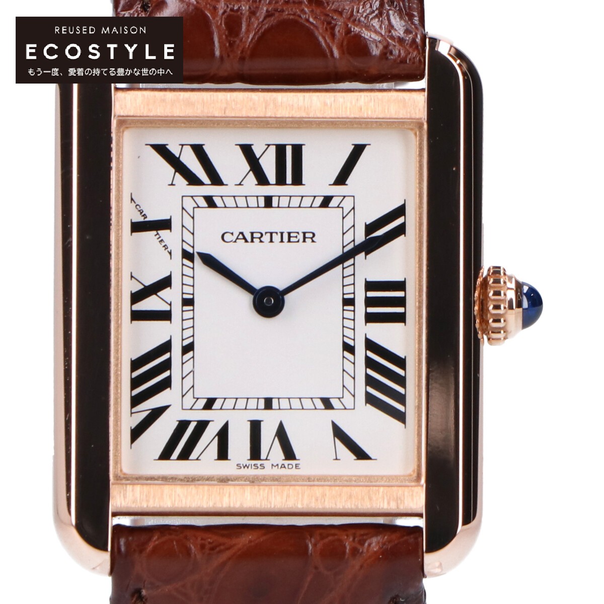Cartier カルティエ W5200024 タンクソロSM PG×SS クオーツウォッチ 腕時計 ケース:ピンクゴールド ベルト:ダークブラウン レディース 