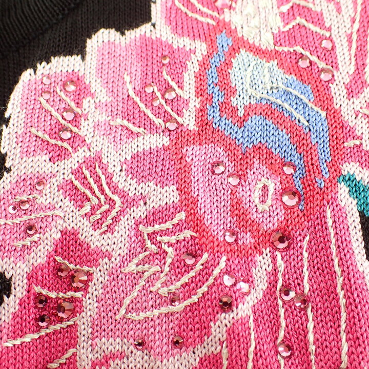 楽天市場】LEONARD レオナール ﾌﾞﾗｯｸ ﾗｲﾝｽﾄｰﾝ×ﾋﾞｰｽﾞ 花刺繍 ｶｰﾃﾞｨｶﾞﾝ 