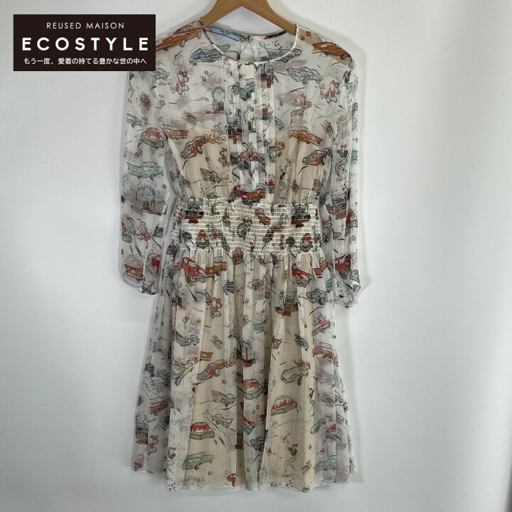 美品プラダ渋めカラーが可愛いシルク100 ワンピース42 