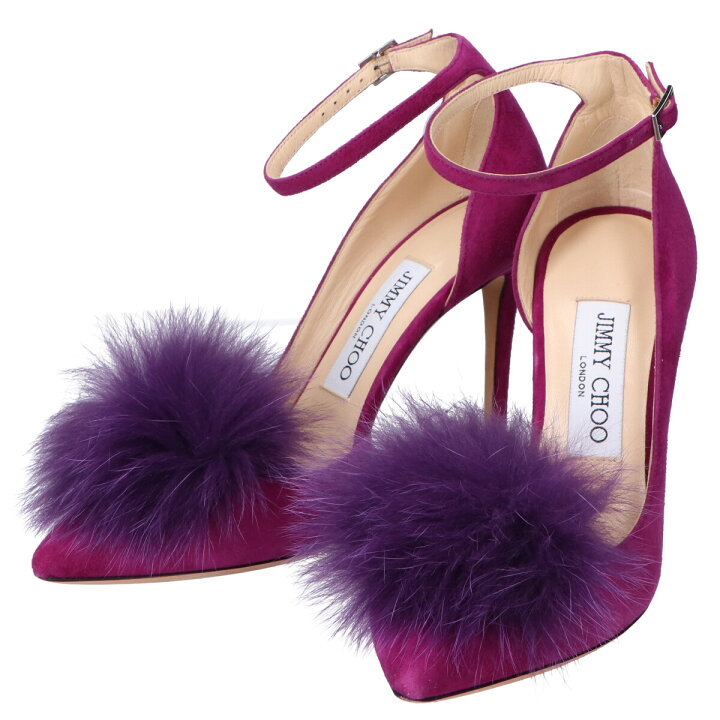 楽天市場】JIMMY CHOO ジミーチュウ 【美品】ポンポンファー スエード 