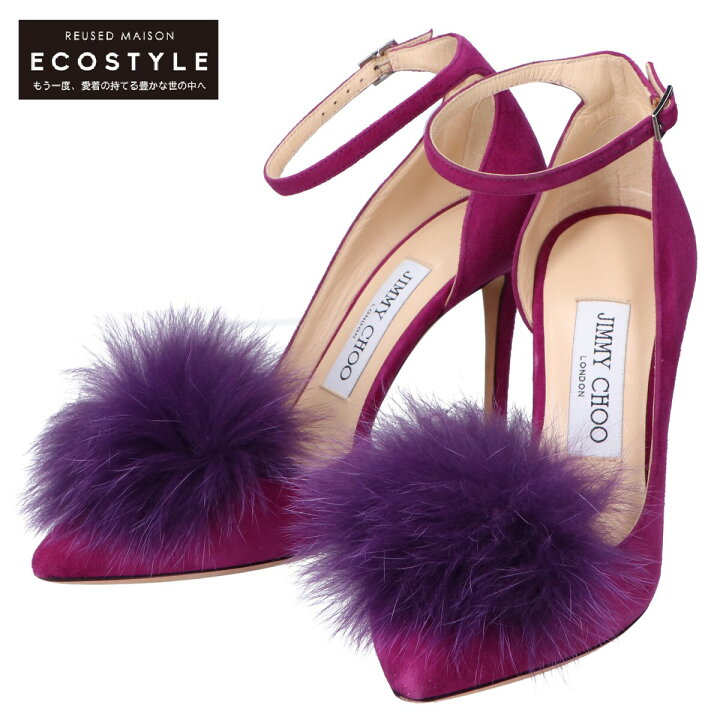 楽天市場】JIMMY CHOO ジミーチュウ 【美品】ポンポンファー スエード 