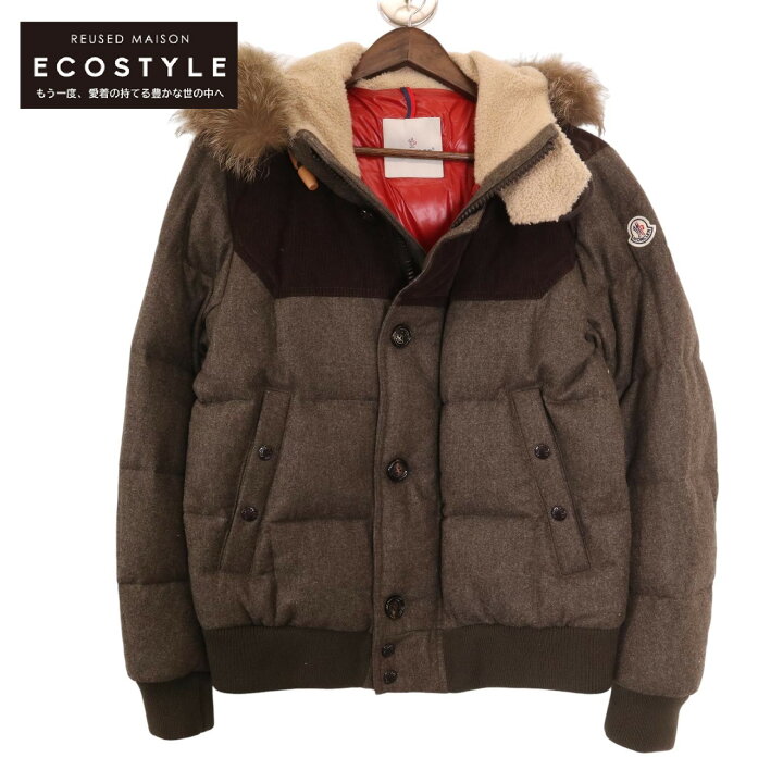 楽天市場】MONCLER モンクレール グレーxブラウン ウール 