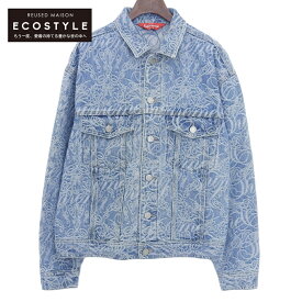 Supreme シュプリーム 美品 Supreme シュプリーム Script Jacquard Denim Trucker Jacket メンズ ブルー S 22AW ジャケット S ブルー メンズ 【中古】