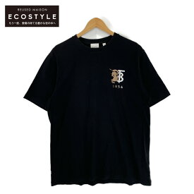 BURBERRY バーバリー ブラック 8023785 ロゴ刺繍Tシャツ トップス S ブラック メンズ 【中古】