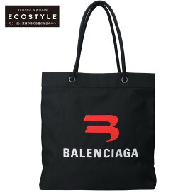 BALENCIAGA バレンシアガ 【美品】701748 EXPLORER SHOPPER BAG エクスプローラー ロゴ刺繍 ショッパーバッグ / トートバッグ ブラック/レッド メンズ 【中古】