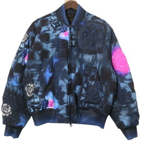 LOUIS VUITTON ルイヴィトン 【美品/国内正規/21AW】HLB05EDR2 Solt Print Bomber ソルト プリント ボンバー ジャケット 44 ネイビー メンズ 【中古】