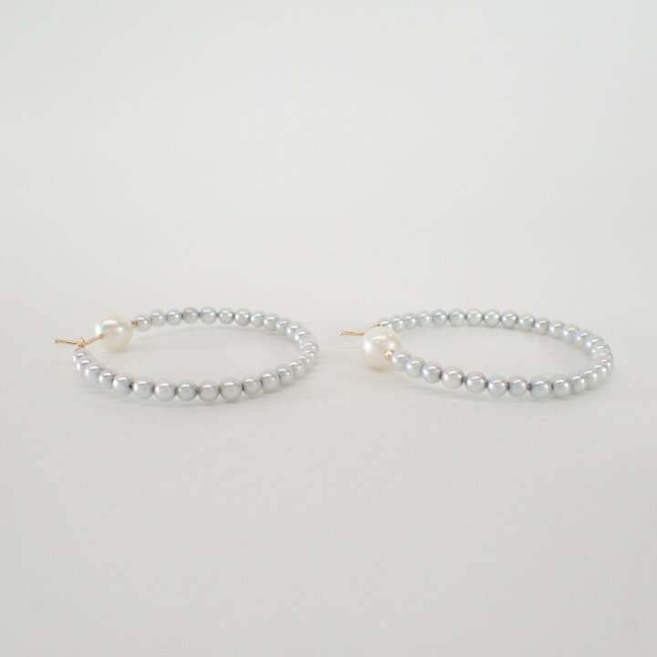 楽天市場】MIZUKI ミズキ 【美品】14K パール フープ ピアス グレー系 