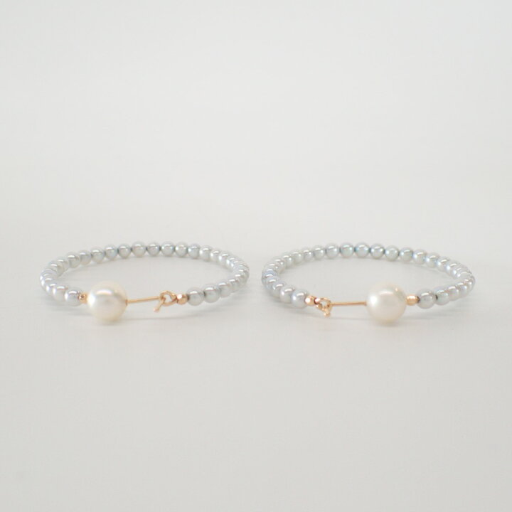 楽天市場】MIZUKI ミズキ 【美品】14K パール フープ ピアス グレー系 