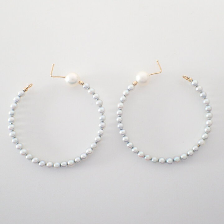 楽天市場】MIZUKI ミズキ 【美品】14K パール フープ ピアス グレー系 