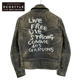 Lewis Leathers ルイスレザー xCOMME des GARCONSコムデギャルソン【美品】2016AW KZ-J001 ダメージ加工 ダブルライダース ジャケット 38 ブラック メンズ 【中古】