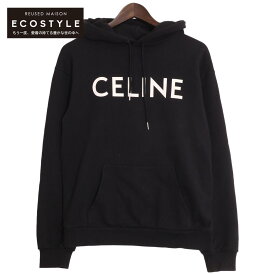 CELINE セリーヌ 2Y321670Q 黒 ロゴ ルーズフーディ/プルパーカー トップス XS ブラック メンズ 【中古】