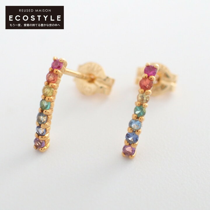 楽天市場】ete エテ 【美品】K18 ナチュラルストーン バー ピアス 