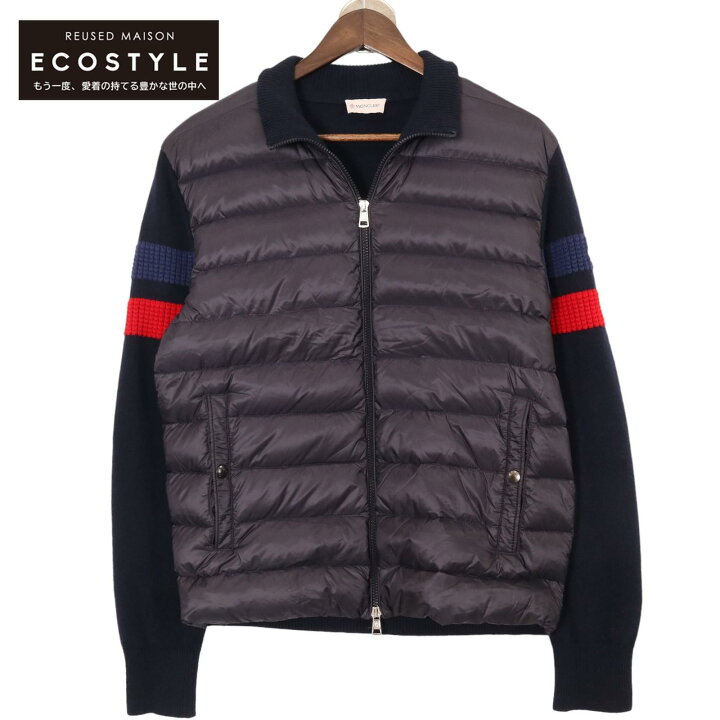 楽天市場】MONCLER モンクレール ネイビー ウール ニット切替ダウン  