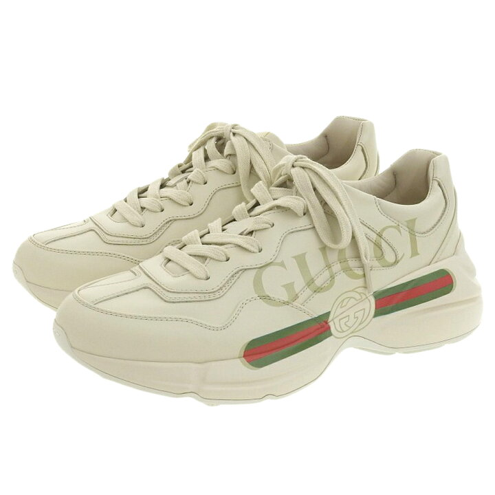楽天市場】GUCCI グッチ 未使用 GUCCI グッチ ロゴ レザー スニーカー 