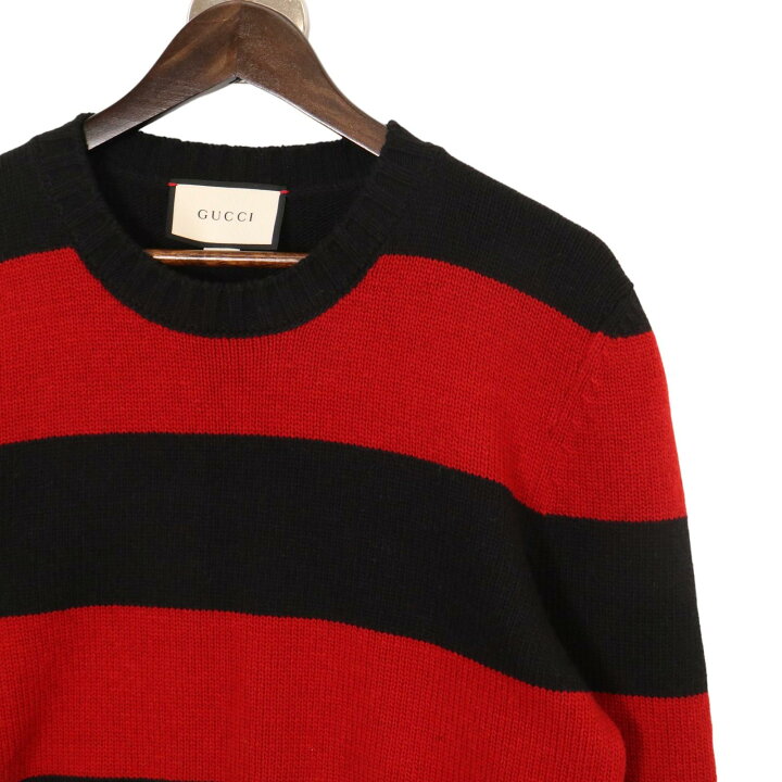 楽天市場】GUCCI グッチ 430870 レッド ウール ボーダー ニット 