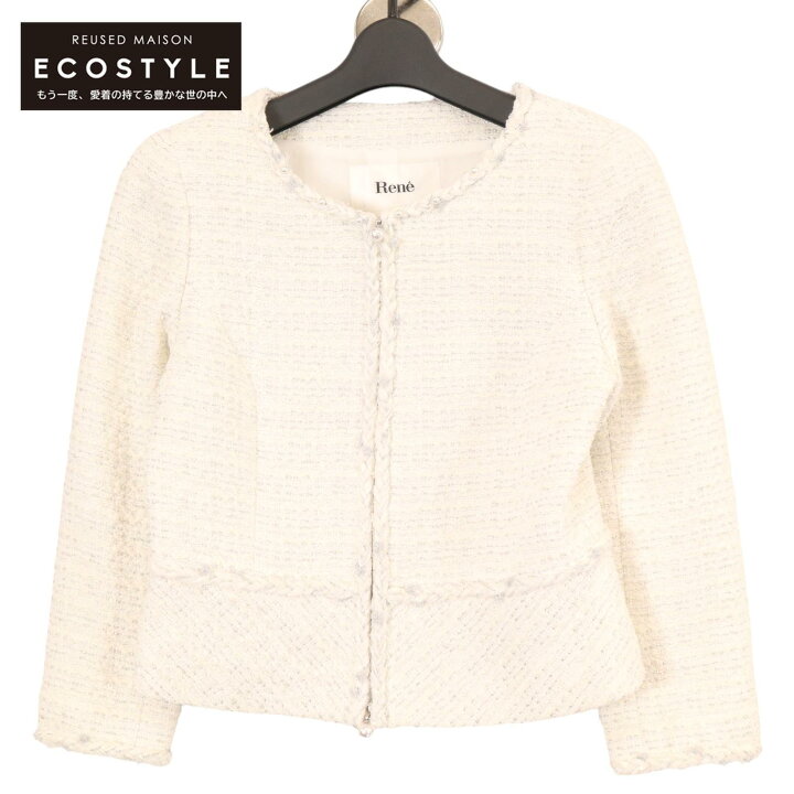 楽天市場】Rene ルネ ﾎﾜｲﾄ ﾊﾟｰﾙﾃﾞｻﾞｲﾝ ﾂｲｰﾄﾞｼﾞｬｹｯﾄ 6813320 ジャケット  