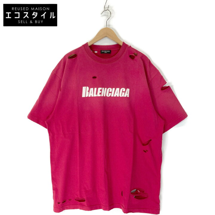 楽天市場】BALENCIAGA バレンシアガ 20年 ﾚｯﾄﾞ 651795 ﾃﾞｽﾄﾛｲ加工 Tｼｬﾂ 