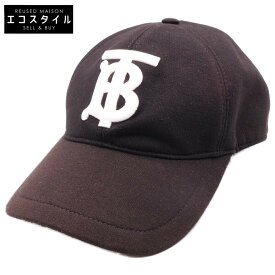 BURBERRY バーバリー 8010946 TBロゴ刺繍 ベースボールキャップ 帽子 S ブラック 【中古】