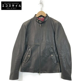 Paul Smith ポール スミス ブラック ラムレザー ライダースブルゾン ジャケット M ブラック メンズ 【中古】