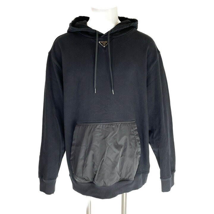 美品◎PRADA プラダ ナイロンパーカー 三角プレート 黒 ブラック 40 L  