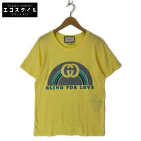 GUCCI グッチ イエロー 493117 BLINDFORLOVE プリント Tシャツ トップス S イエロー メンズ 【中古】