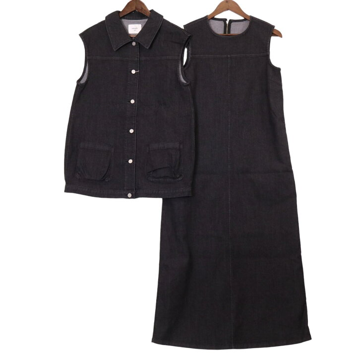楽天市場】AMERI アメリ 01320590270 ブラック VEST SET DENIM DRESS 